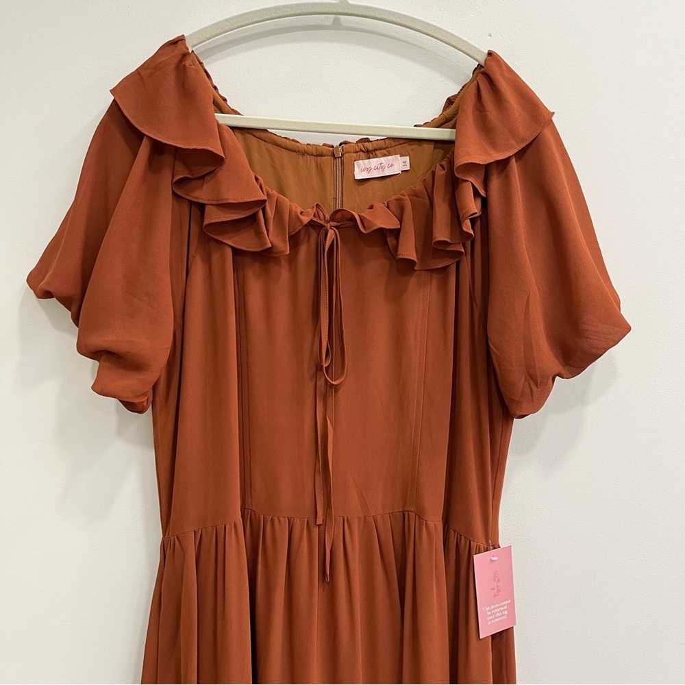Ivy City Co. Billie Dress brown-tone Amber Chiffon Sienna Brown Maxi Dress 14 - Picture 2 of 11